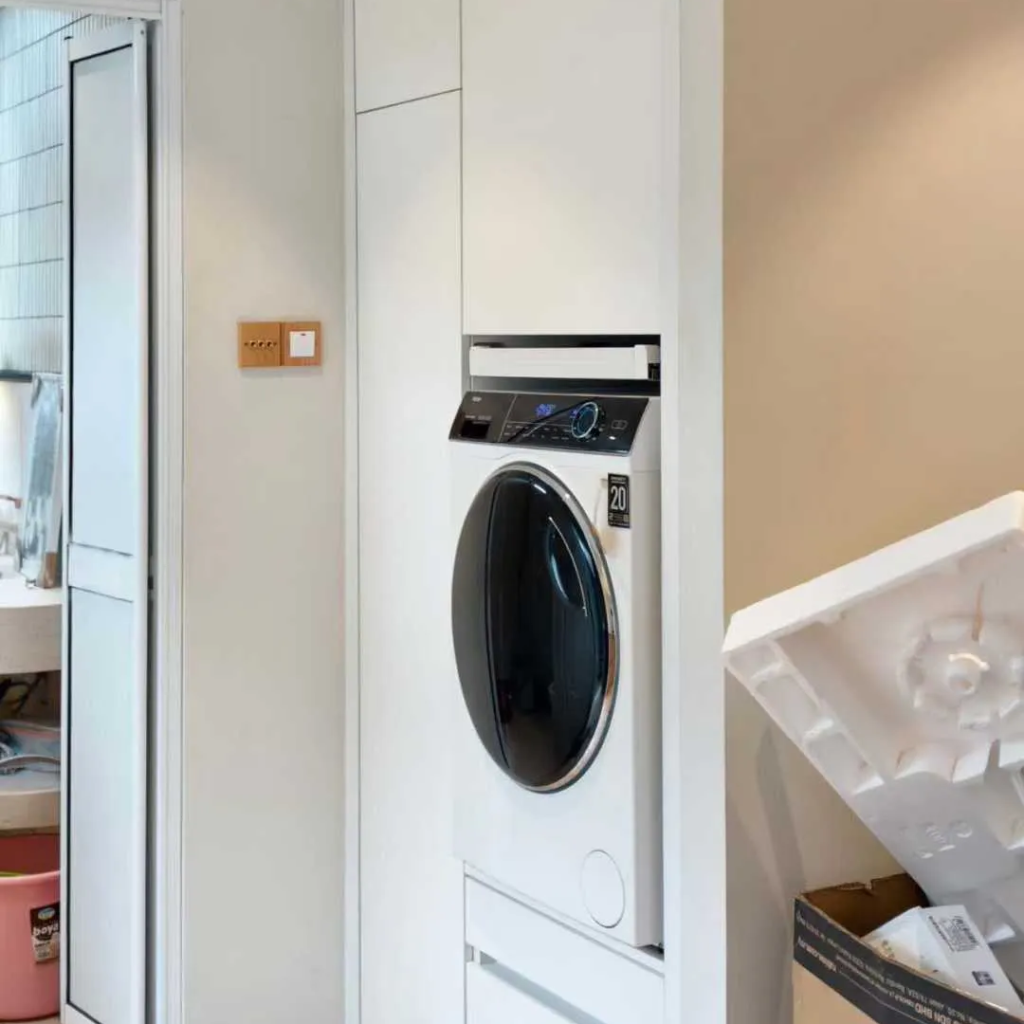 Built-in high cabinet design with integrated washing machine